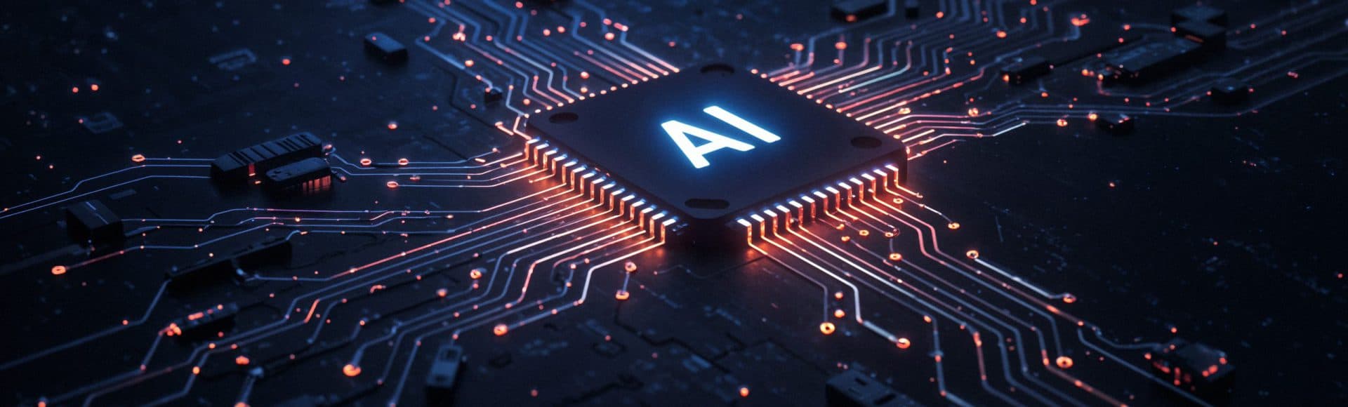 Abstract visualisation of artificial intelligence circuitry